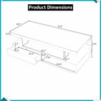 Modern White LED Coffee Table With Drawer Storage & Open Display Shelf