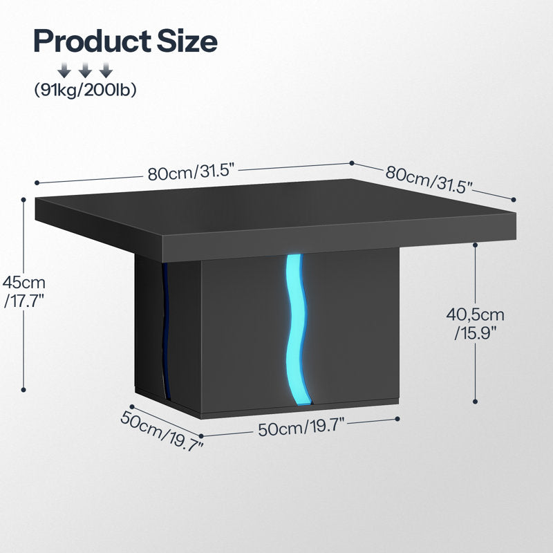 Modern Square LED Coffee Table With Elegant Minimalist Look