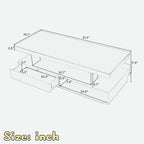 Modern Storage Rectangular Black LED Coffee Table With Open Shelf