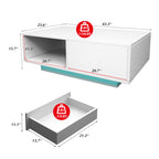 Contemporary White LED Coffee Table With Minimalist Open Storage Shelf