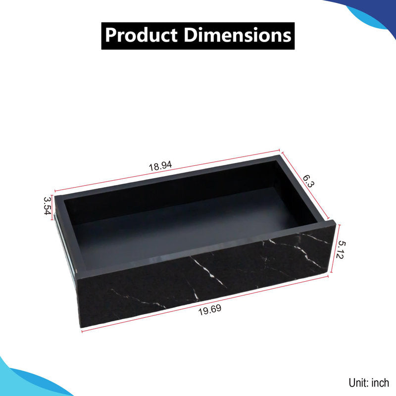Modern Marble Pattern Black LED Coffee Table With Drawer Storage Design