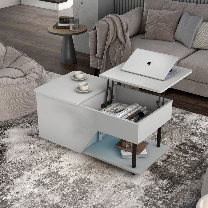 Modern Storage LED Coffee Table With Adjustable Lift Top