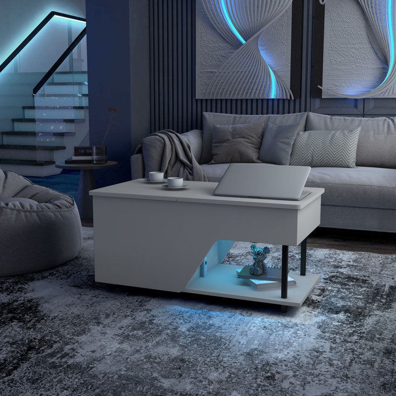 Modern Storage LED Coffee Table With Adjustable Lift Top
