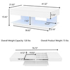 Modern Low Profile White LED Coffee Table With Display Shelf