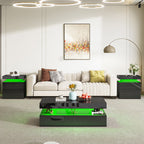 Rectangular Black LED Coffee Table With High Gloss Top & Open Shelf