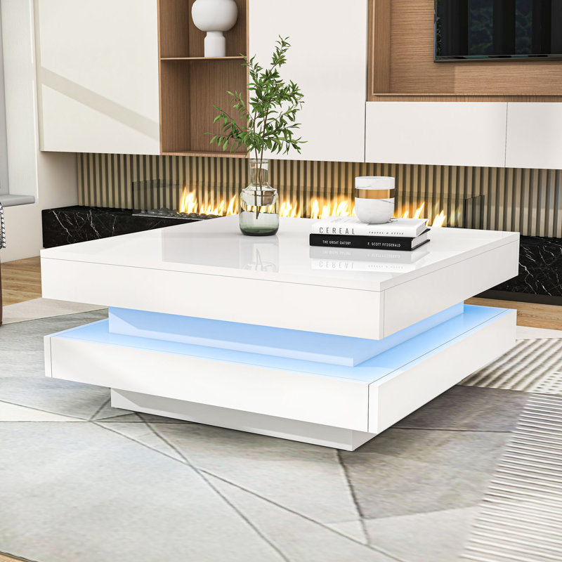 Square LED Coffee Table With Modern Minimalist Design