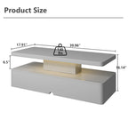 Modern Center White LED Coffee Table With Display Shelf Storage