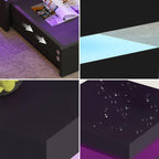 Modern Living Room Black LED Coffee Table With Drawer Storage