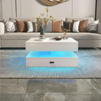 Modern Living Room White LED Coffee Table With Drawer Storage