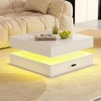Modern Living Room White LED Coffee Table With Drawer Storage