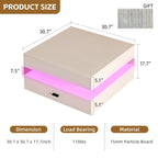 Modern Living Room White LED Coffee Table With Drawer Storage
