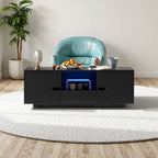 Modern Living Room Black LED Coffee Table With Cabinet Storage