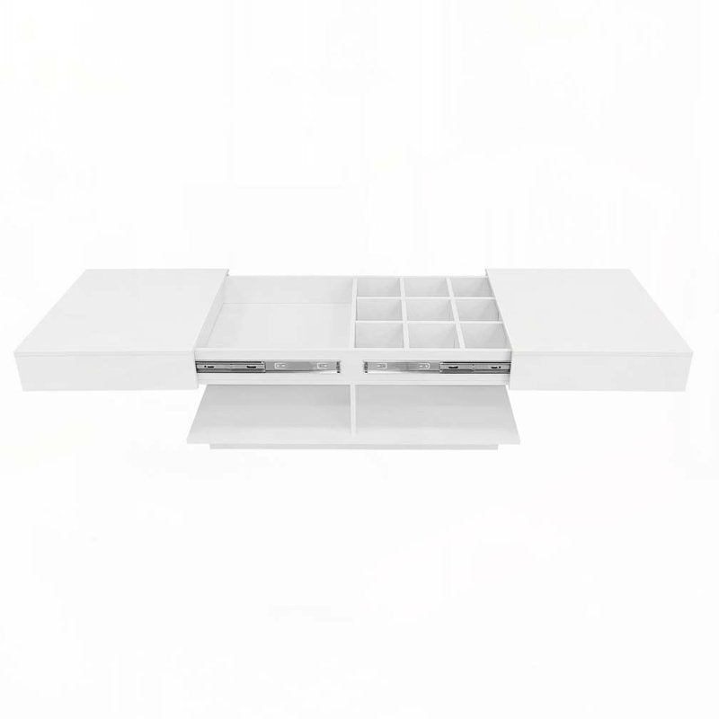 Minimalist White LED Coffee Table With Rectangular Design & Shelf