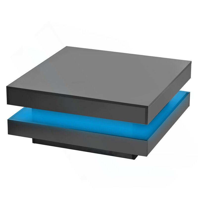 Square Black LED Coffee Table With Elegant Minimalist Style