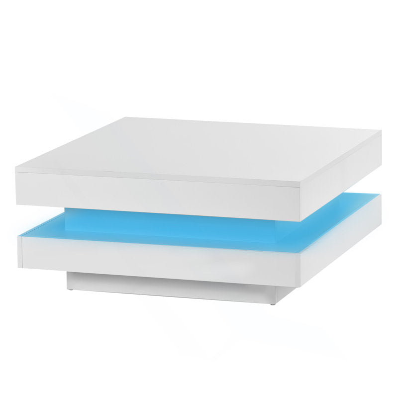 Square White LED Coffee Table With Elegant Minimalist Style
