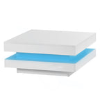 Square White LED Coffee Table With Elegant Minimalist Style