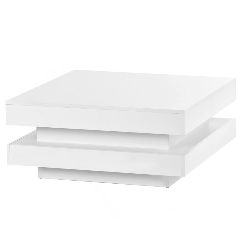 Square White LED Coffee Table With Elegant Minimalist Style