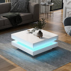 Square White LED Coffee Table With Elegant Minimalist Style