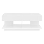 Contemporary White LED Coffee Table With Display Shelf & Modern Style