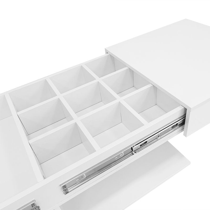 Contemporary White LED Coffee Table With Display Shelf & Modern Style