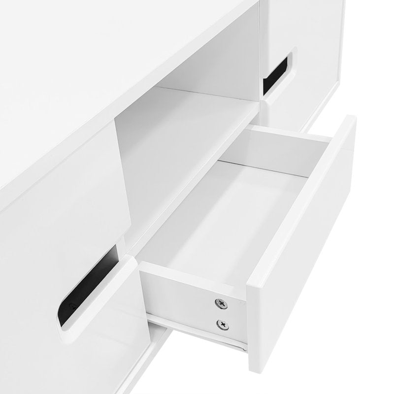 Contemporary LED Coffee Table With Storage Cabinets
