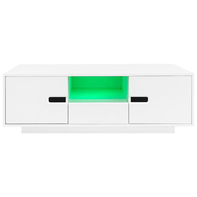 Contemporary LED Coffee Table With Storage Cabinets