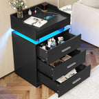 Modern Black LED Coffee Table With 3 Drawer Storage