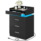 Modern Black LED Coffee Table With 3 Drawer Storage