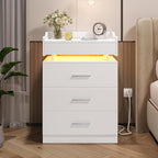 Modern White LED Coffee Table With 3 Drawer Storage