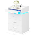 Modern White LED Coffee Table With 3 Drawer Storage