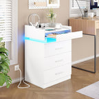 Modern White LED Coffee Table With 3 Drawer Storage