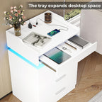 Modern White LED Coffee Table With 3 Drawer Storage