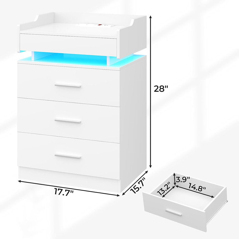 Modern White LED Coffee Table With 3 Drawer Storage