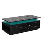 Modern Marble Style Black LED Coffee Table With Wireless Charging