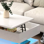 Modern White LED Coffee Table With Storage Shelf