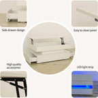 Modern White LED Coffee Table With Storage Shelf