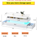 Modern White LED Coffee Table With Storage Shelf