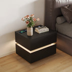 Modern Black LED Coffee Table With Drawer Storage