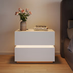 Modern White LED Coffee Table With Drawer Storage