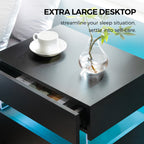 Modern Black LED Coffee Table With Storage Drawers & Shelf