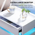 Modern White LED Coffee Table With Storage Drawers & Shelf