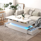 Contemporary LED Coffee Table With Lift Top & Storage Drawer
