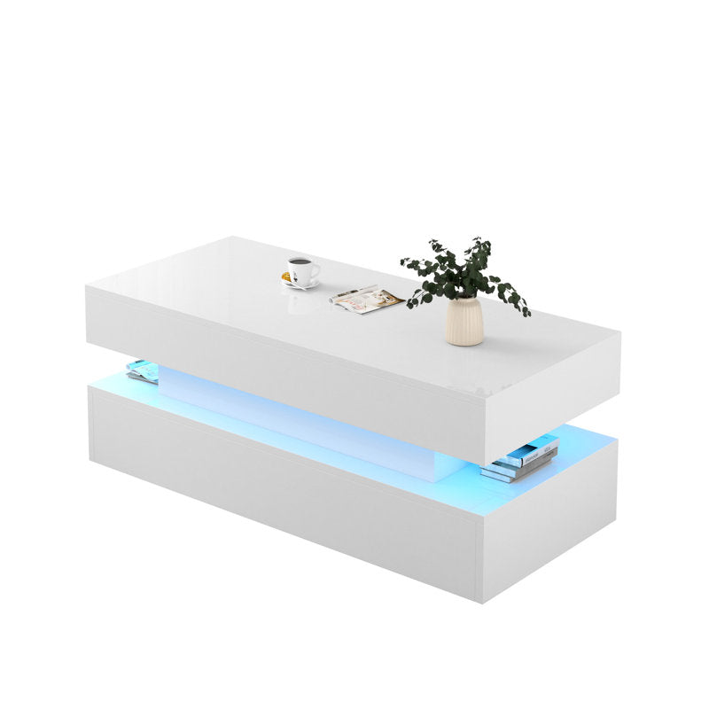 Contemporary LED Coffee Table With Lift Top & Storage Drawer