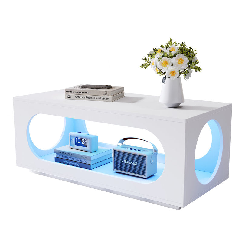 Minimalist LED Coffee Table With Open Display Storage