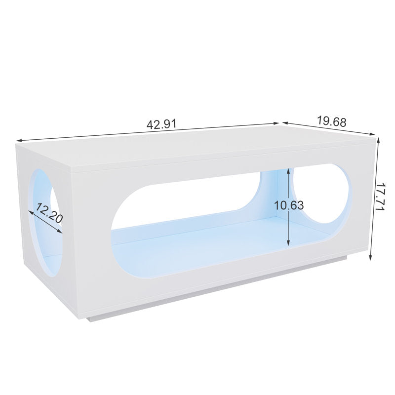 Minimalist LED Coffee Table With Open Display Storage