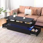 Modern LED Coffee Table With Lift Top & Side Drawer Storage