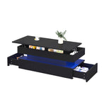 Modern LED Coffee Table With Lift Top & Side Drawer Storage