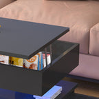 Modern LED Coffee Table With Lift Top & Side Drawer Storage