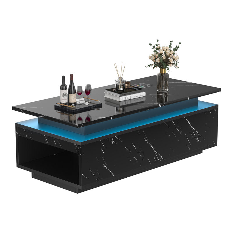 Modern Black Marble LED Coffee Table