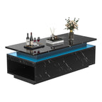 Modern Black Marble LED Coffee Table